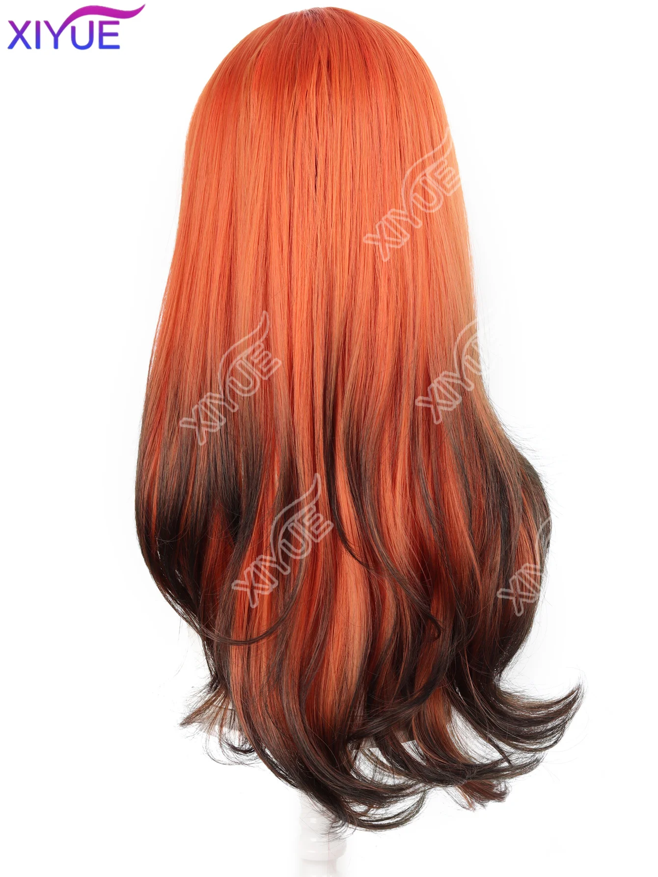 XIYUE Gradient Wig Women's Medium length Orange Gradient Black Wig Natural Appearance Synthetic Wig Daily Party Halloween