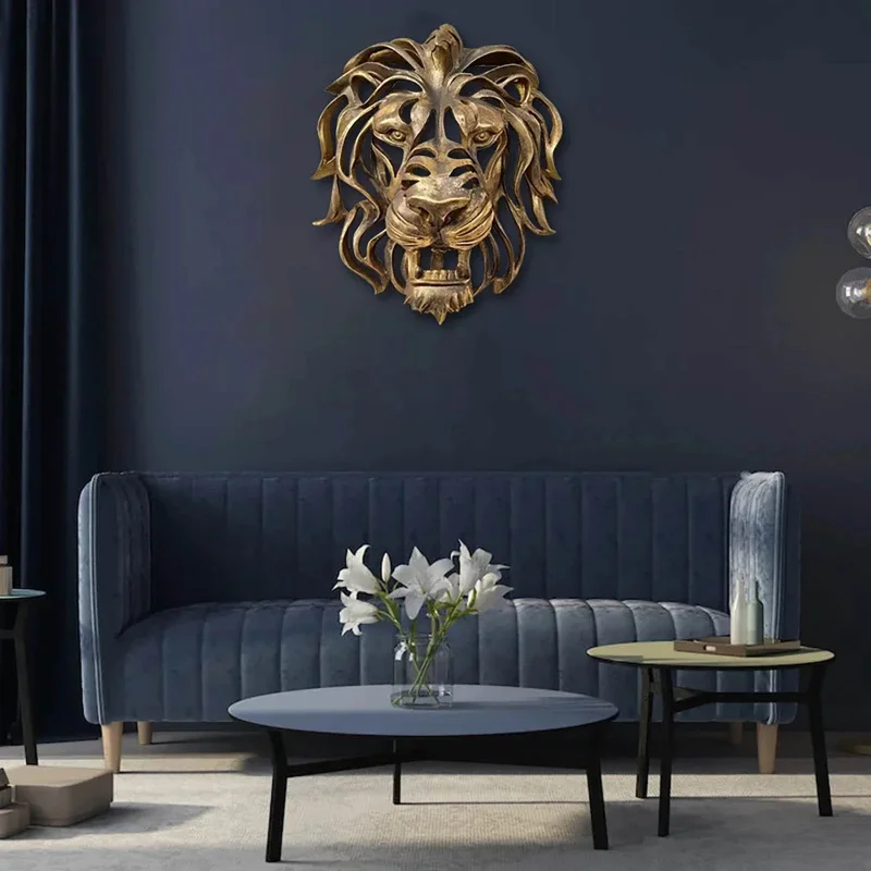 Dierenkop sculptuur, leeuwenkop muur opknoping standbeeld hars decoratieve muur trofee Art Deco geschenk Dierenkop sculptuur, leeuwenkop muur opknoping standbeeld hars decoratieve muur trofee Art Deco geschenk
