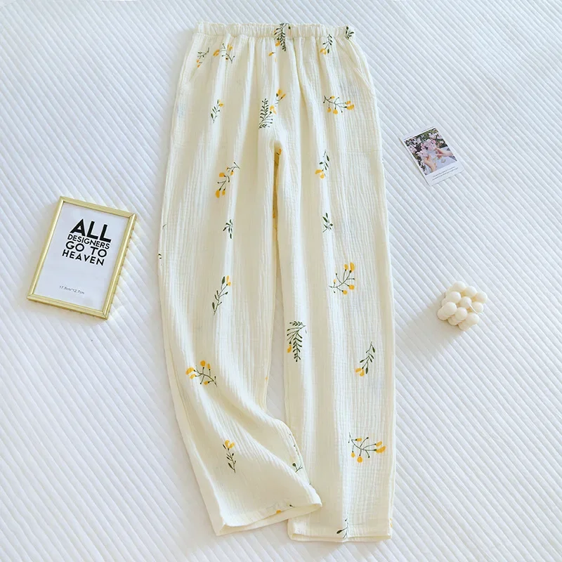 Pajama Pants 2025 Japanese Spring/Summer Women&rsquo;s Cotton Crepe Sweet Cute Loose Home
