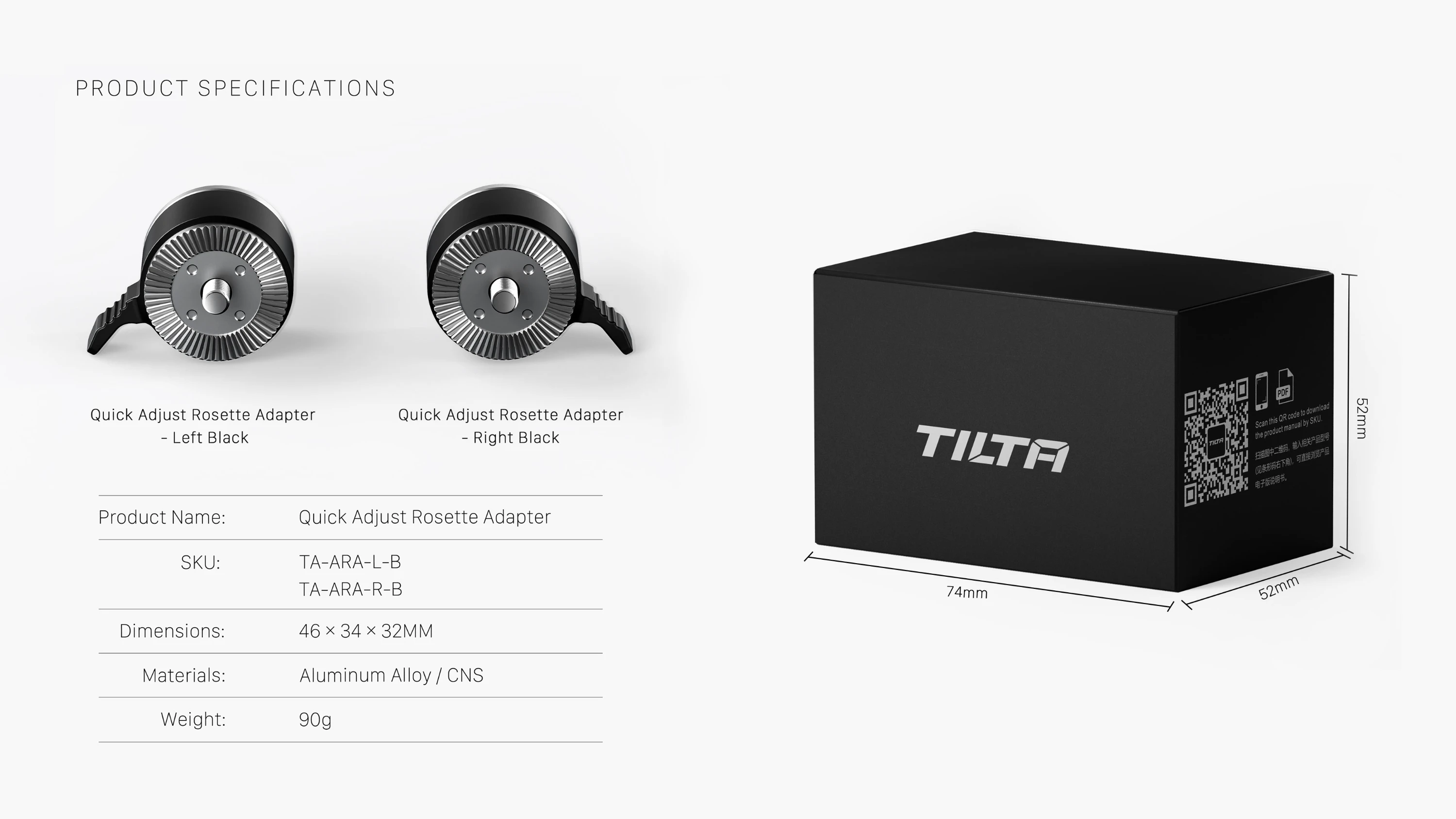 TILTA TA-ARA-L-B Quick Adjust Rosettenadapter Schwarze ARRl-Standardrosette – Detail 10