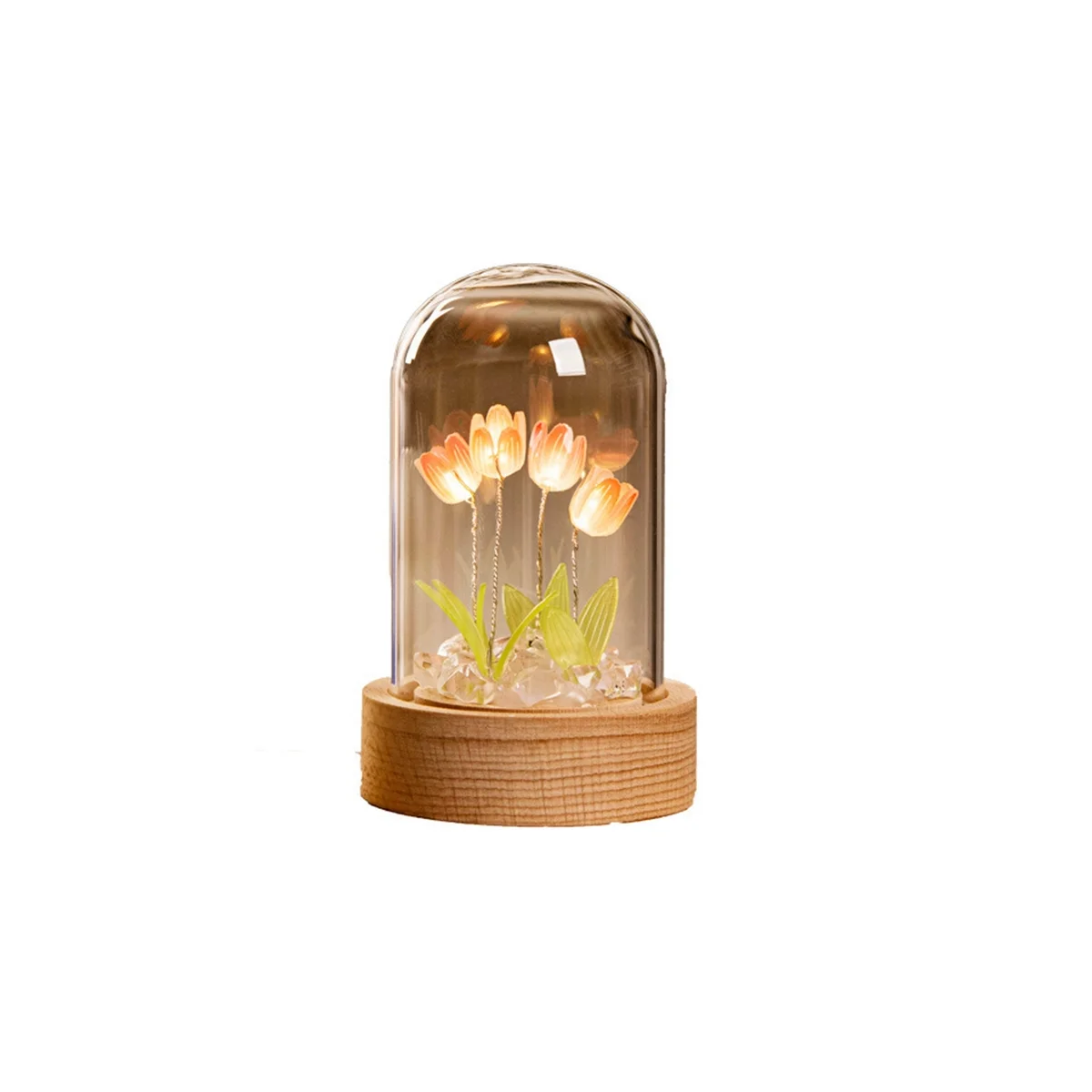 

Tulip Night Light Handmade DIY Material Tulip Girl Living Room Night Light Desktop Light Romantic Ambient Lamp-Red
