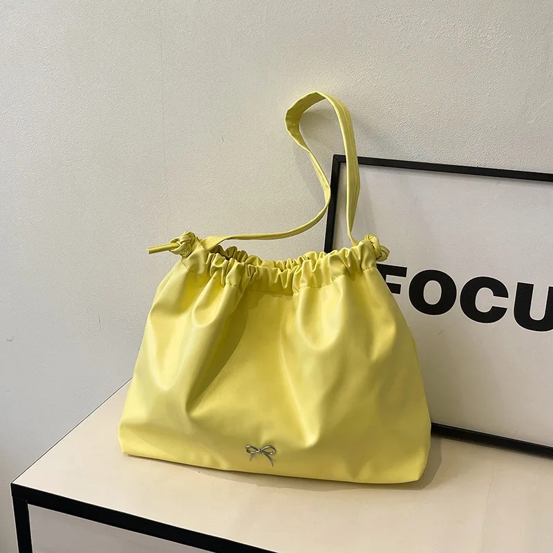 Casual Large Capacity Tote Bags Women's Commuter Shoulder Bag Soft Surface Y2K Bow Handbag Original Design Lady Bags