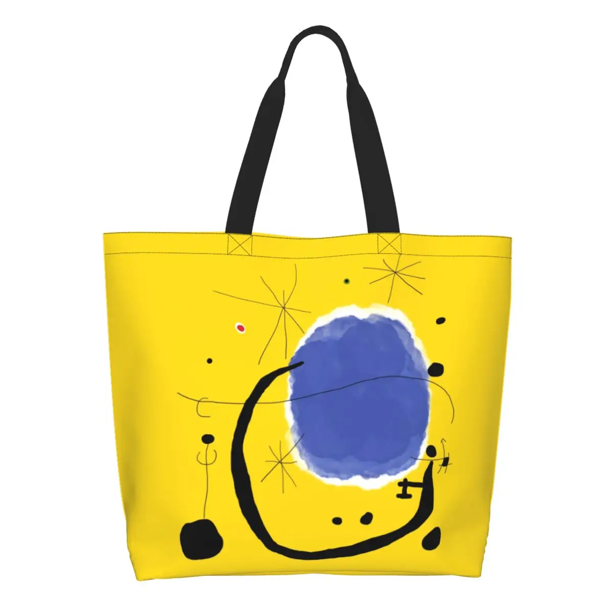 

Золотая Лазурная сумка-шоппер для продуктов, Женская холщовая сумка-шоппер с абстрактным рисунком Джоан Миро, вместительная сумка