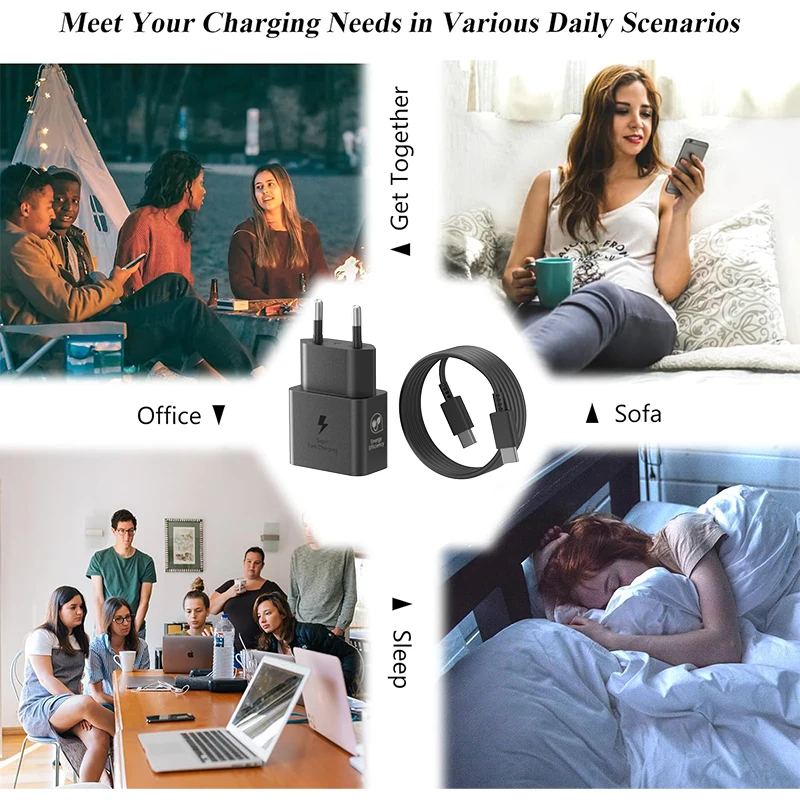 Original Samsung 25W 15W Super Fast Charger Power Adapter Type C Galaxy A26 A16 A06 A52s A15 A14 A24 A34 A13 A73 A33 A32 A42