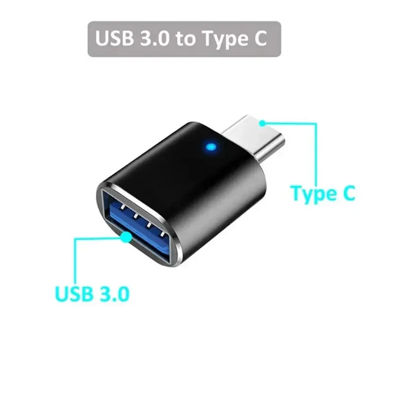 LED USB 3.0 To Type C Adapter OTG To USB C USB-A To Micro USB Type-C Female Connector For Samsung Xiaomi POCO Adapters 3