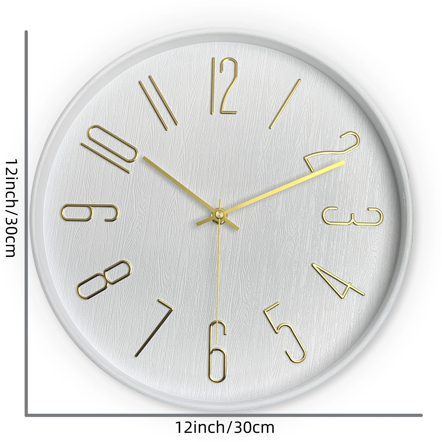 12inch Stereo Digital Imitation Wood Texture Plastic Glass Wall Clock Living Room Bedroom Home Decoration Silent Quartz Clock