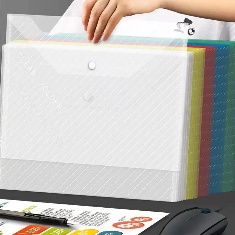 [K]20개 혼합 색상 접이식 파일 가방, 버튼 잠금 디자인, 사무실 정리함 및 학교 용품에 적합