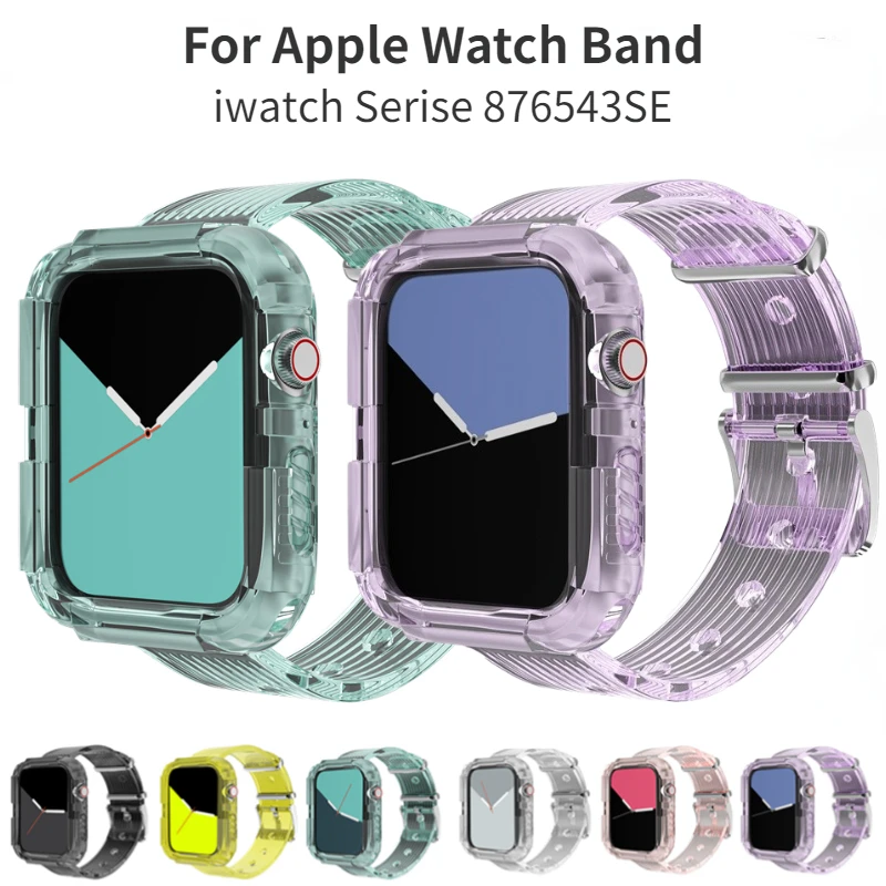 

Transparent Silicone Strap For Apple Watch Band 45mm 41mm 44mm 40mm 42mm 38mm Sport Wristband For iwatch Series 7 6 5 4 3 SE