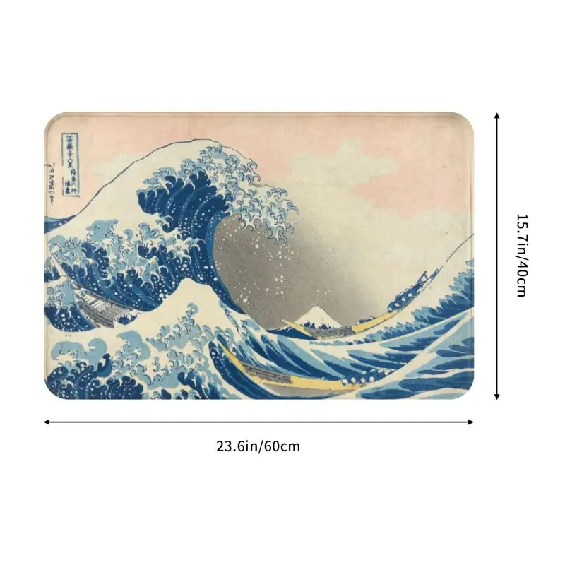 Personalized Under The Great Wave Off Kanagawa Katsushika Hokusai Doormat Mat Anti-Slip Bath Kitchen Balcony Rug Carpet 40*60cm floor mat non slip mat door mat fun doormat