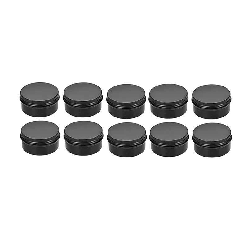 

10Packs Empty Jars Black Round Aluminum Tin Cans Screw Top Metal Steel Tins Lip Balm Tins Box Cosmetic Containers