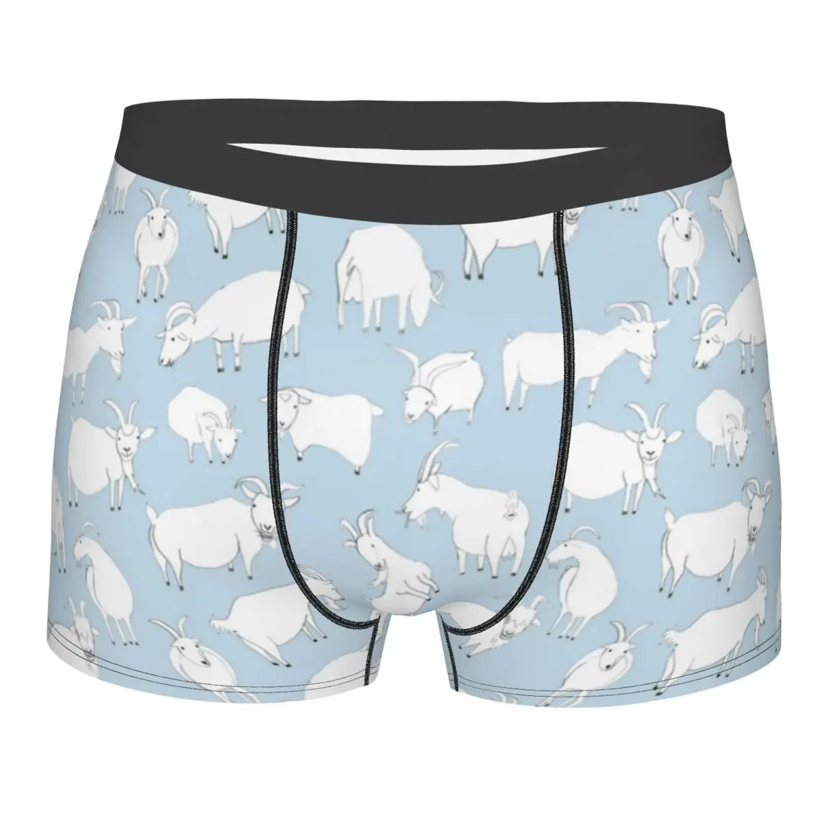 

Men Blue Goats Playing Boxer Shorts Panties Soft Underwear Animal Homme Novelty S-XXL Underpants