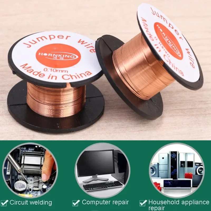 Insulation Copper Soldering Wire Jumper Wire 0.1mm Mobile Phone Computer Motherboard Fingerprint PCB Repair Welding Tool 50x