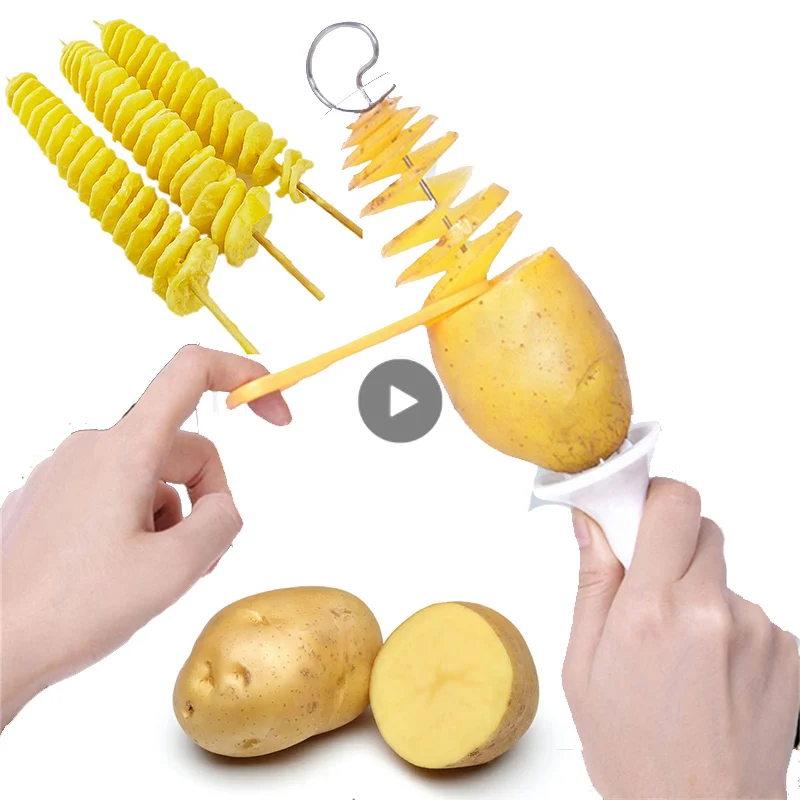 Spiral Potato Vegetable Cutter Stainless Steel Plastic DIY Kitchen Gadget