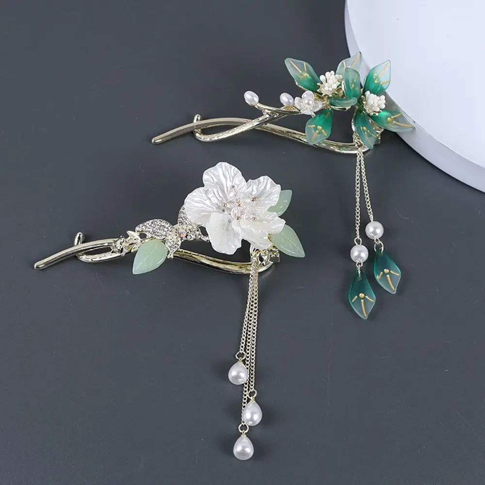 

Headwear Exquisite Girls Flower Chinese Style Headwear Female Hair Accessories Tassel Hair Claw Ancient Style Hair Clip