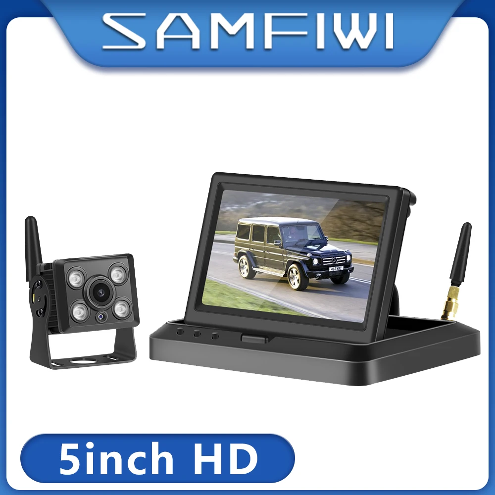 

AHD Wireless Car monitor Screen 5 inch TFT LCD IR Rear View Camera Reverse Backup Wifi Camera For Bus Truck