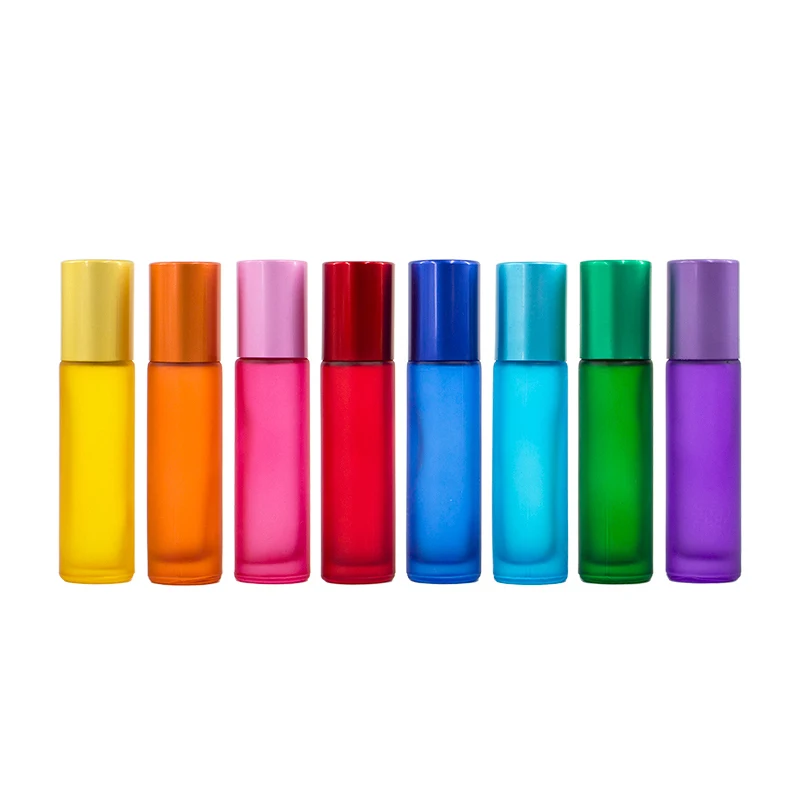 Frosted Glass Essential Oil Roller Bottle with Stainless Steel Ball - 5ml/10ml