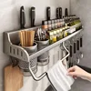 Kitchen Storage Rack Multifunctional Cutting Board Holder Wall Spice Rack Utensils Rack for Kitchen Seasoning Holder Organize 2