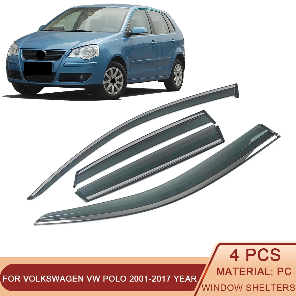 

For VOLKSWAGEN VW POLO MK4 9N MK5 6R Hatchback 2001-2017 Car Window Sun Rain Shade Visors Shield Shelter Protector Cover Trim