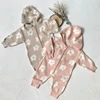 2025 Autumn New Baby Knit Hooded Romper Long Sleeve Newborn Infant Flower Zipper Knitted Jumpsuit Boy Girl Toddler Clothes 0-24M