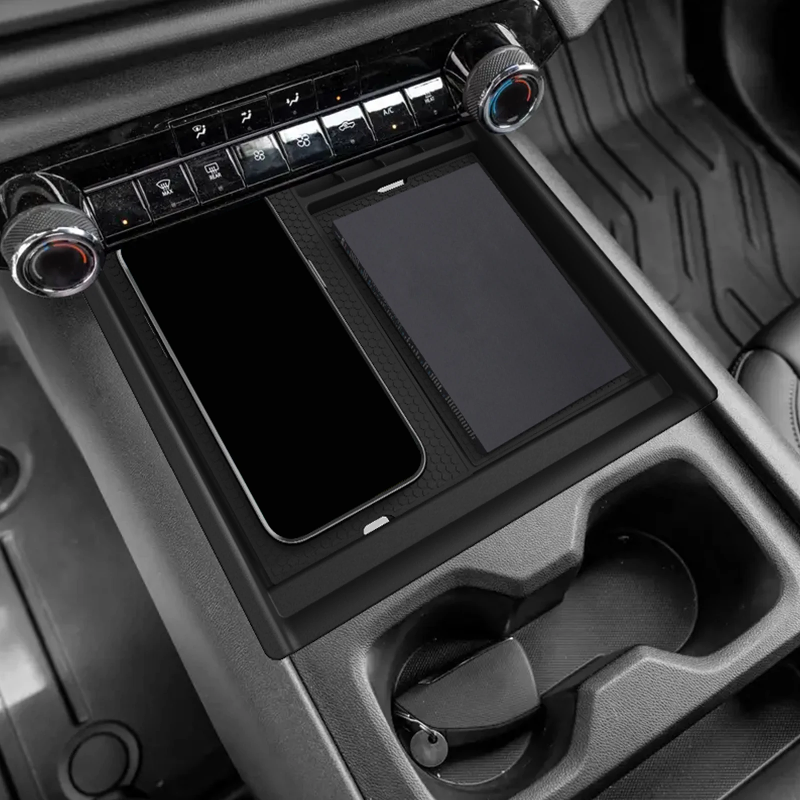 ZUNDUO für Chevy Silverado EV 2024-2026 Mittelkonsolen-Aufbewahrungsbox Doppelschichtiger Organizer Innenraum-Zubehör ABS 2 Stück – Detail 3