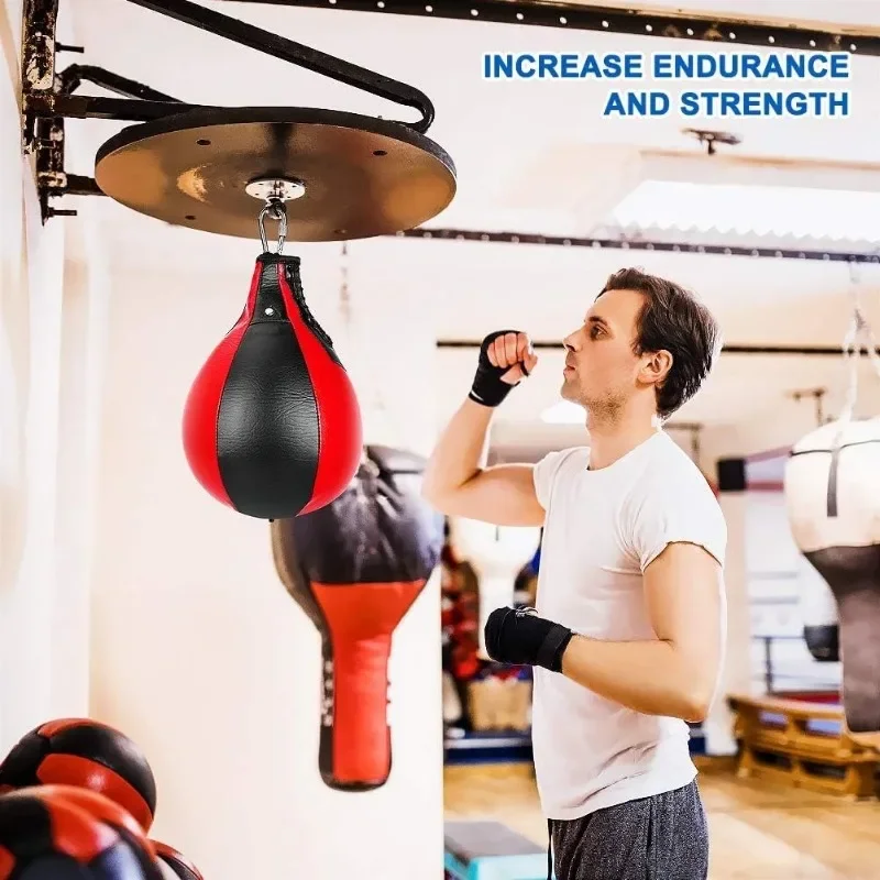 Boxing Speed Ball Pear Shape PU Speed Bag Boxing Punching Bag Swivel Speedball Exercise Fitness Training Ball