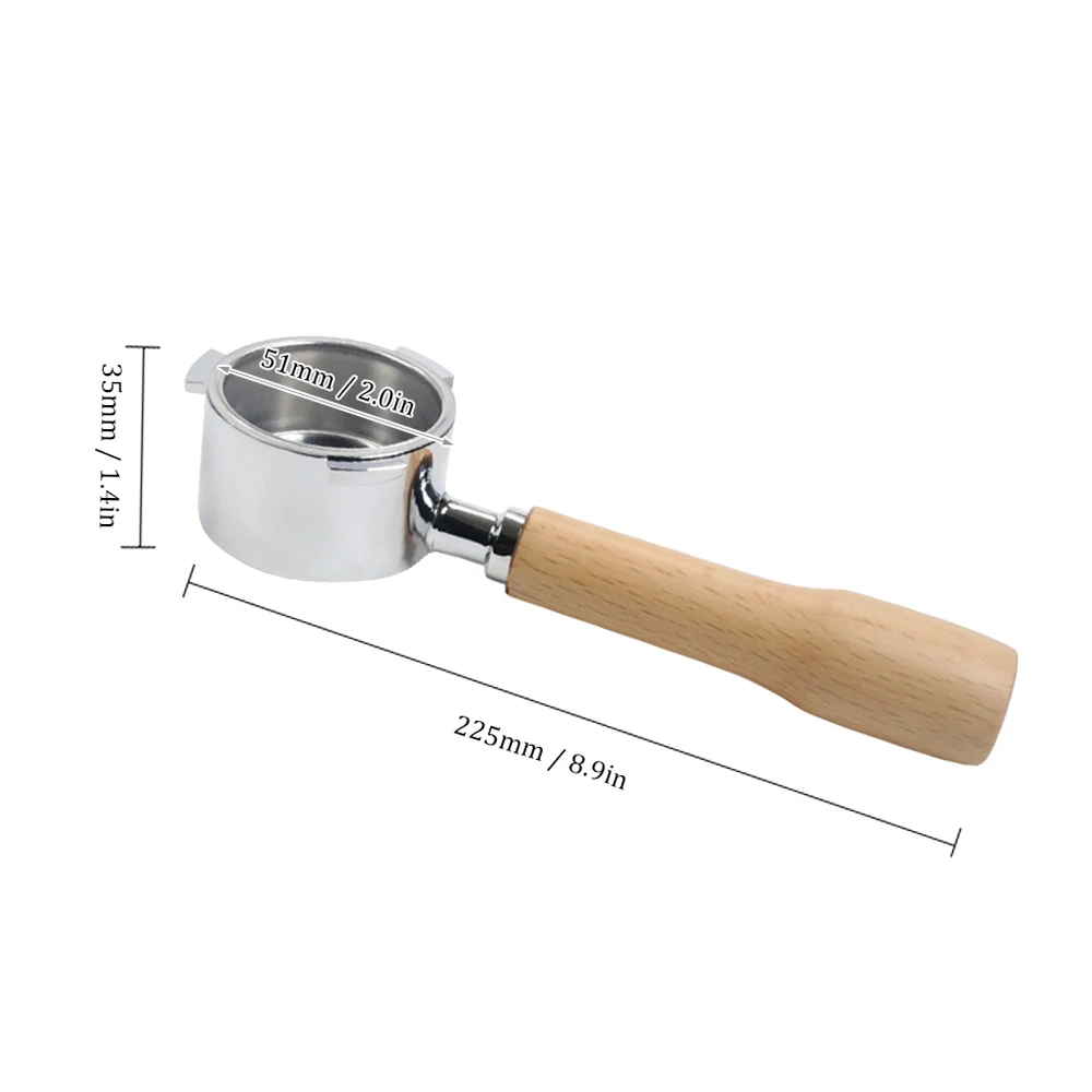 51mm Coffee Bottomless Portafilter Filter Basket & Wooden Handle Replacement Delonghi EC680 EC685 Coffee Machine Tool coffee machine adapter parts coffee machine filter bowl coffee powder handle