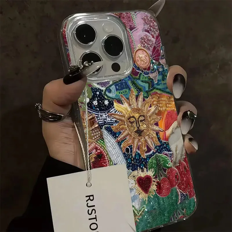 Luxury Abstract Sun Hard Cartoon Anti-Fall Shockproof Phone Case Cover