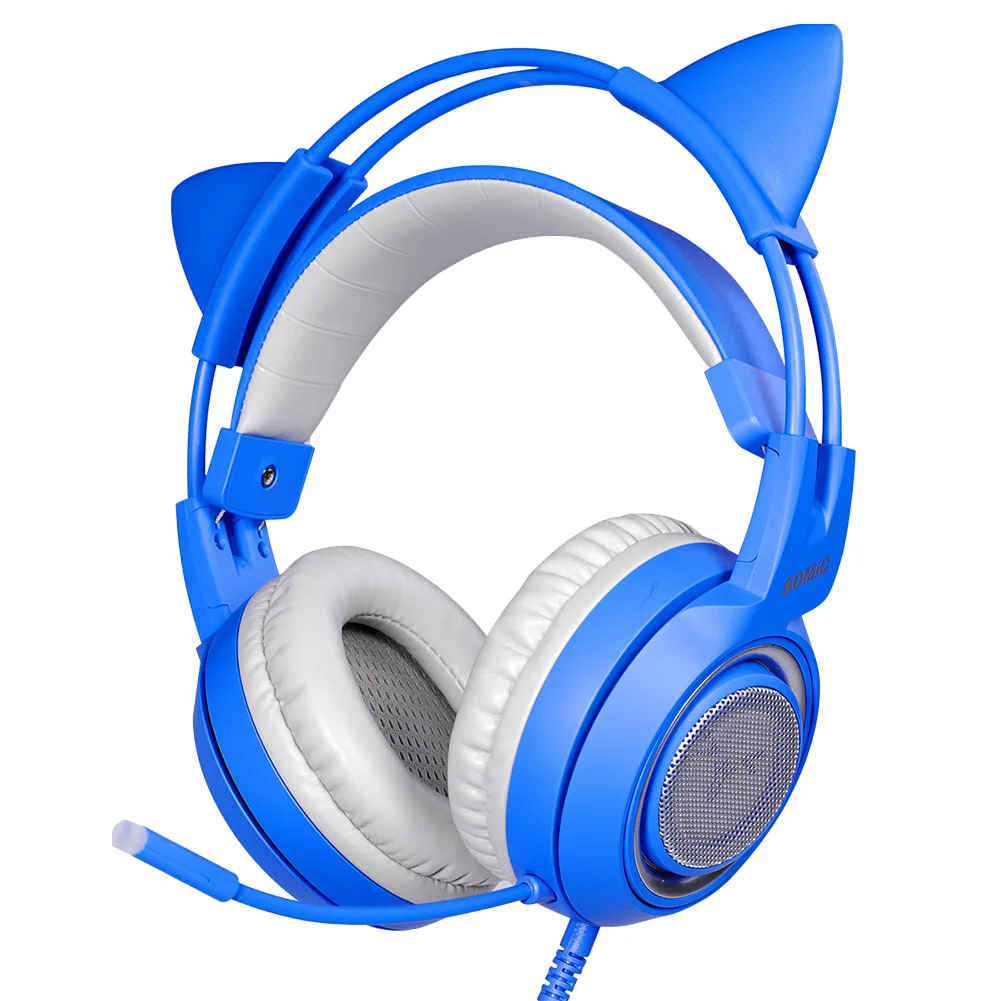 

Self-adjusting Gift Detachable Cat Ear Universal Phones With Mic Wired Stereo Accessories Gaming Headset Clear PC Over-ear Cute