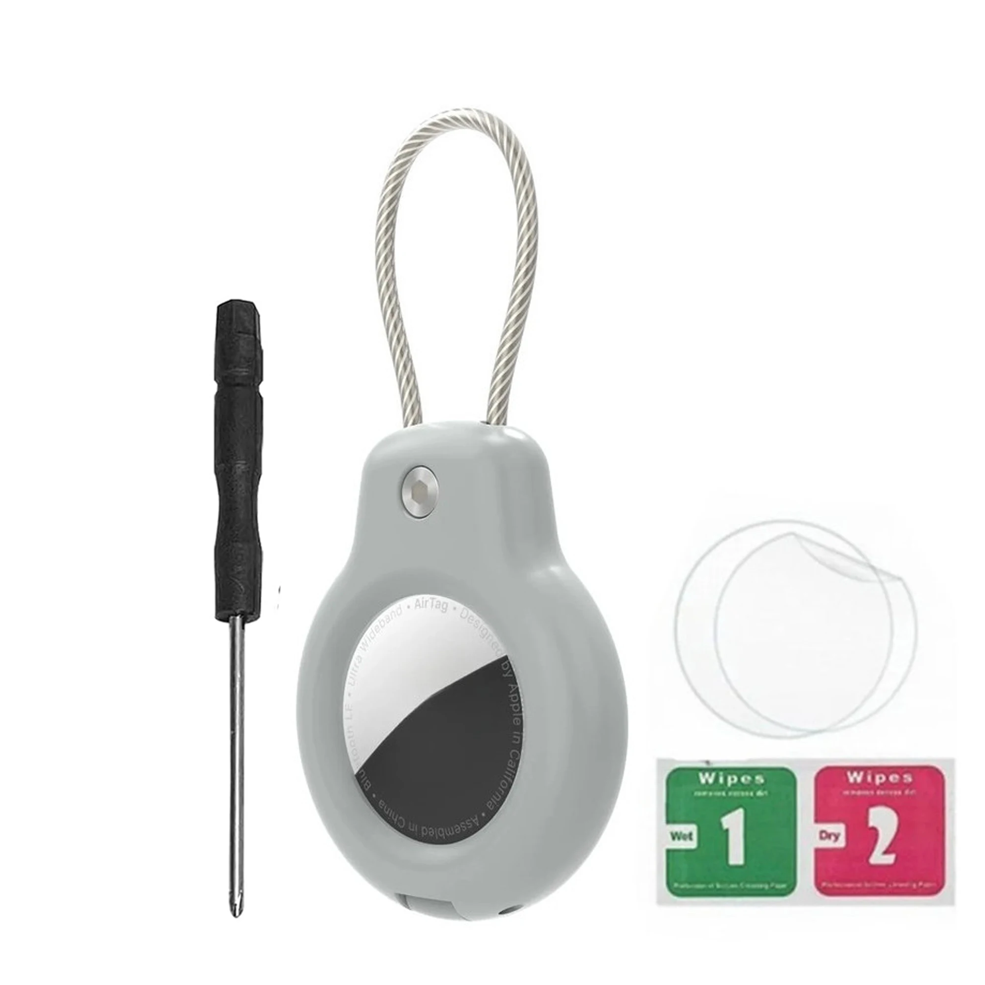 Enhanced AirTag Holder - Secure Wire Cable Keychain with Protective Case for Luggage, Keys, Backpacks, Pets
