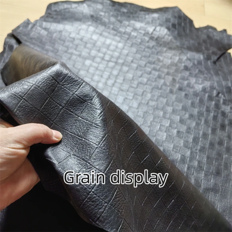 Premium Black Sheepskin Leather Fabric - Genuine Handmade Material