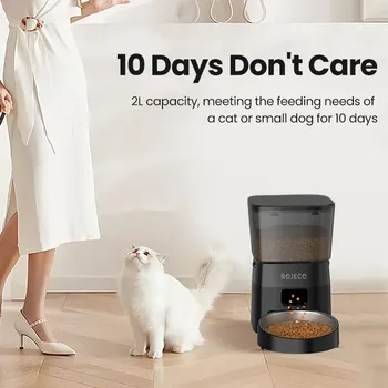 AliExpress Collection ROJECO Automatic Pet Feeder Button Version Auto Cat Food Dispenser Accessories Smart Control