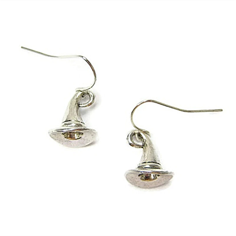 

Witch HAT EARRINGS, Antique Silver Color French Hooks, Dangles, 3D Halloween Jewelry, Halloween Earrings Gift