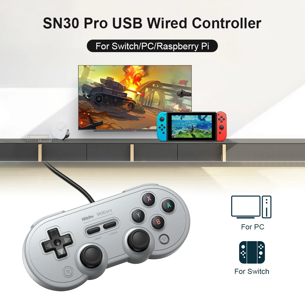 8Bitdo SN30  USB  е Ʈѷ, ܼ  Ʈ ̽ƽ