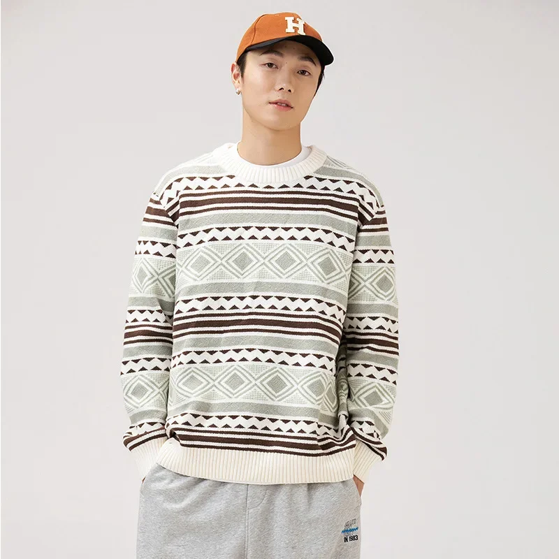 

2023 Autumn/Winter New Loose Casual Couple Retro Round Neck Sweater