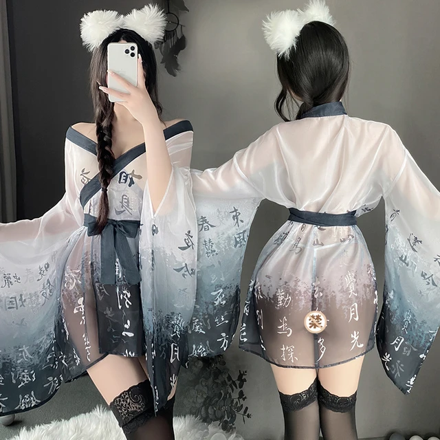Mulheres Ver Através do Quimono Porno Lingerie Sexy Perspectiva  
