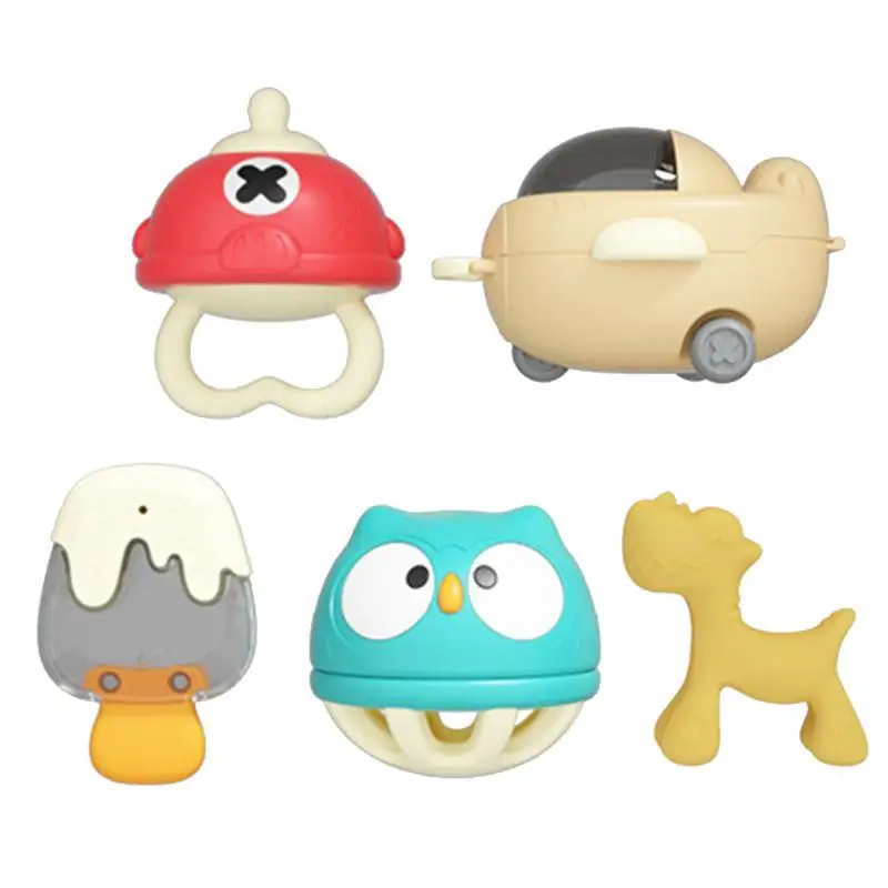 

Hand Teether Toys 5pcs Silicone Hand Chewing Toy Toddler Toddler Products For For 3 Girls Boys Kids Newborns Exercise