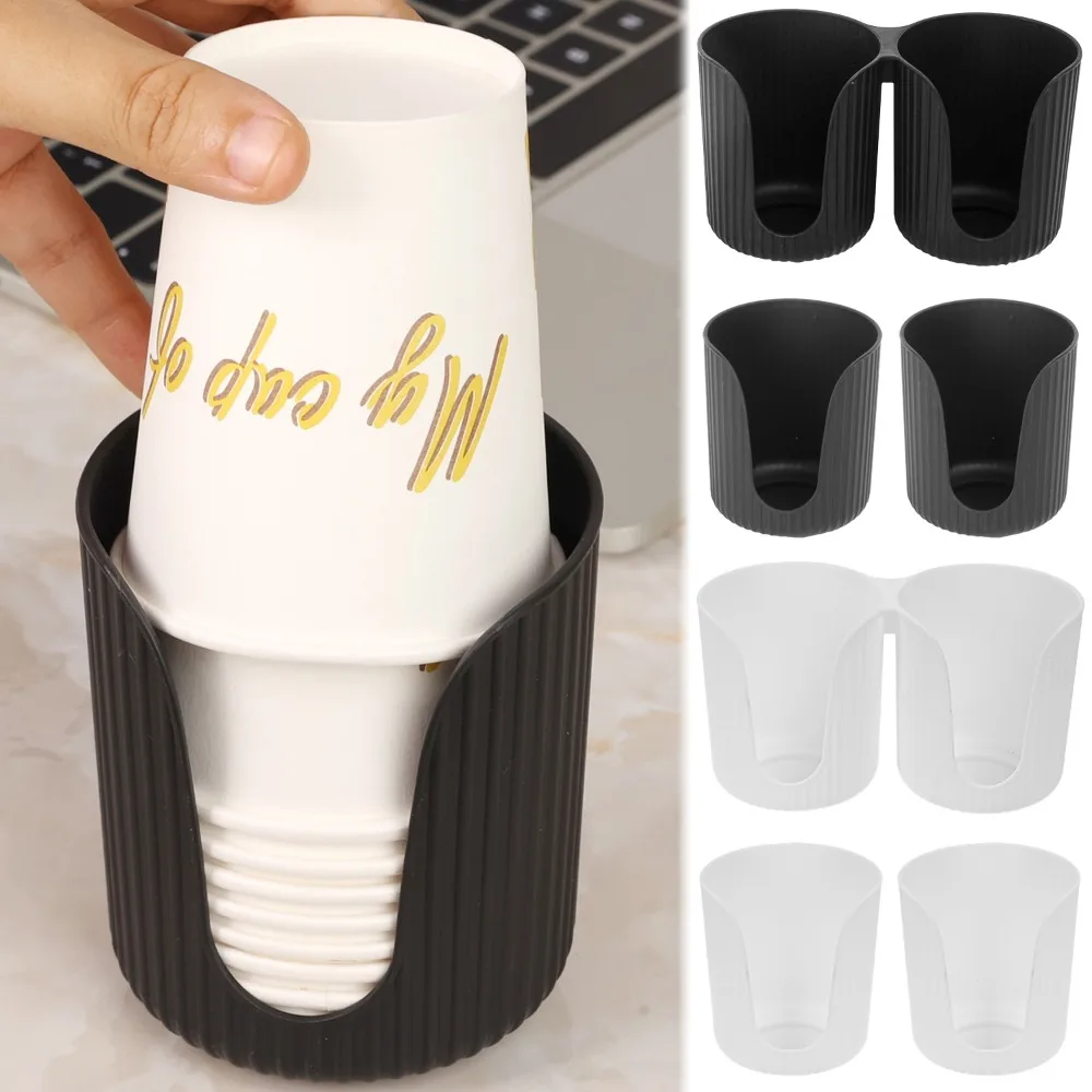 Disposable Paper Cup Storage Rack Practical Double Cup Holder Plastic Dispenser Mug Display Stand Organizer Household Supplies