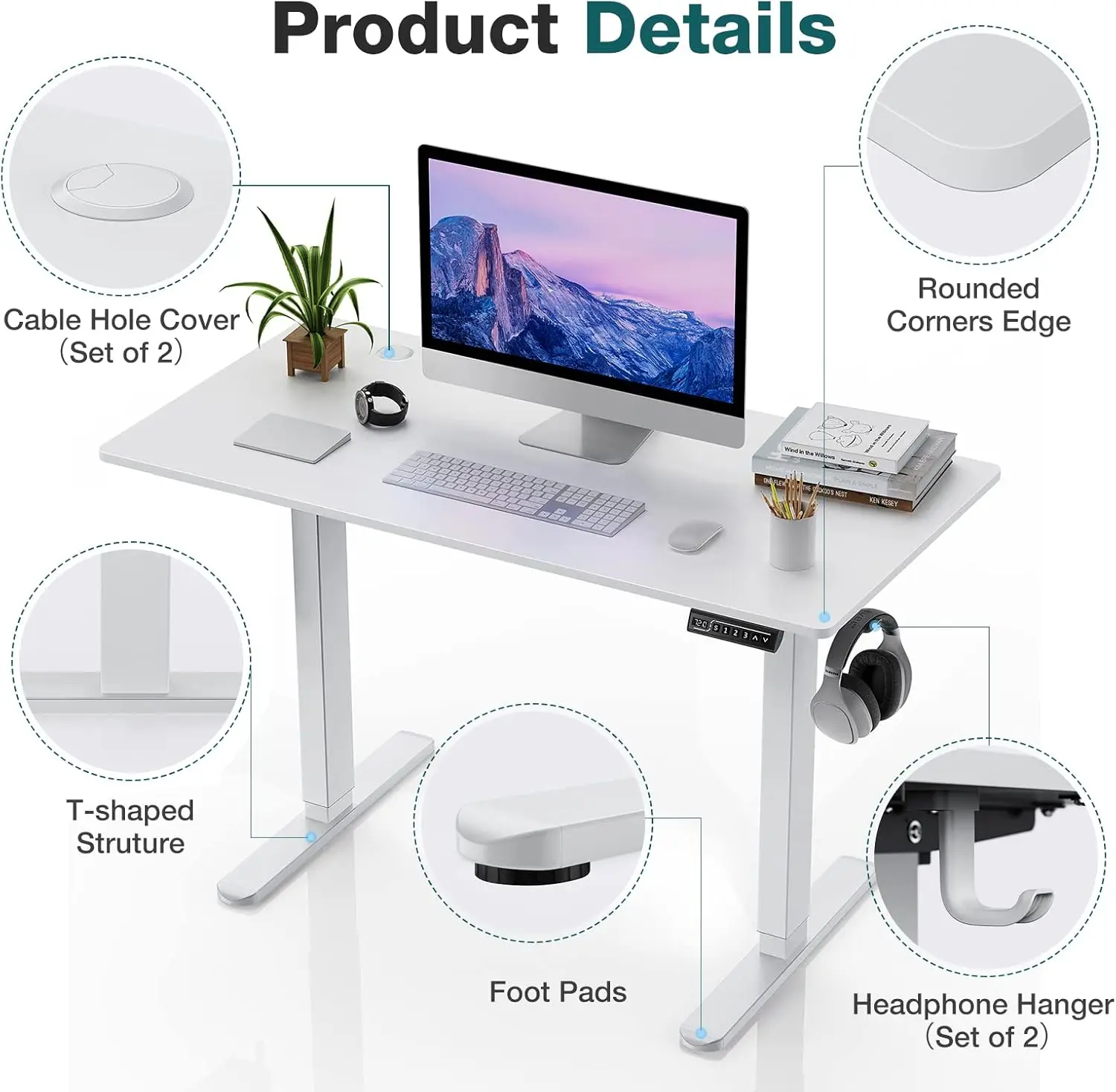 Electric Standing Desk 40 x 24in Adjustable Height Electric Stand up Desk Standing Computer Desk Home Office Desk Ergonomic