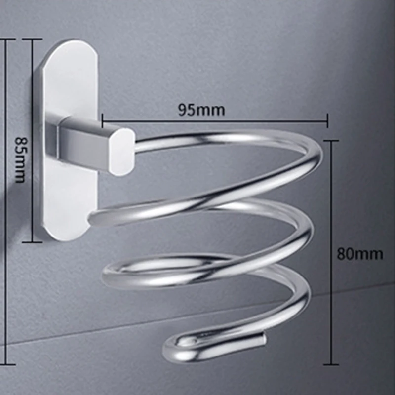 Hair Dryer Holder Wall-mounted Nail-free Space Aluminum Spiral Three-color Storage Wall Shelf Bathroom Shelf Storage Accessories storage rack bathroom shelf hair dryer holder shower shelf bathroom storage shelf storage shelf bathroom accessories