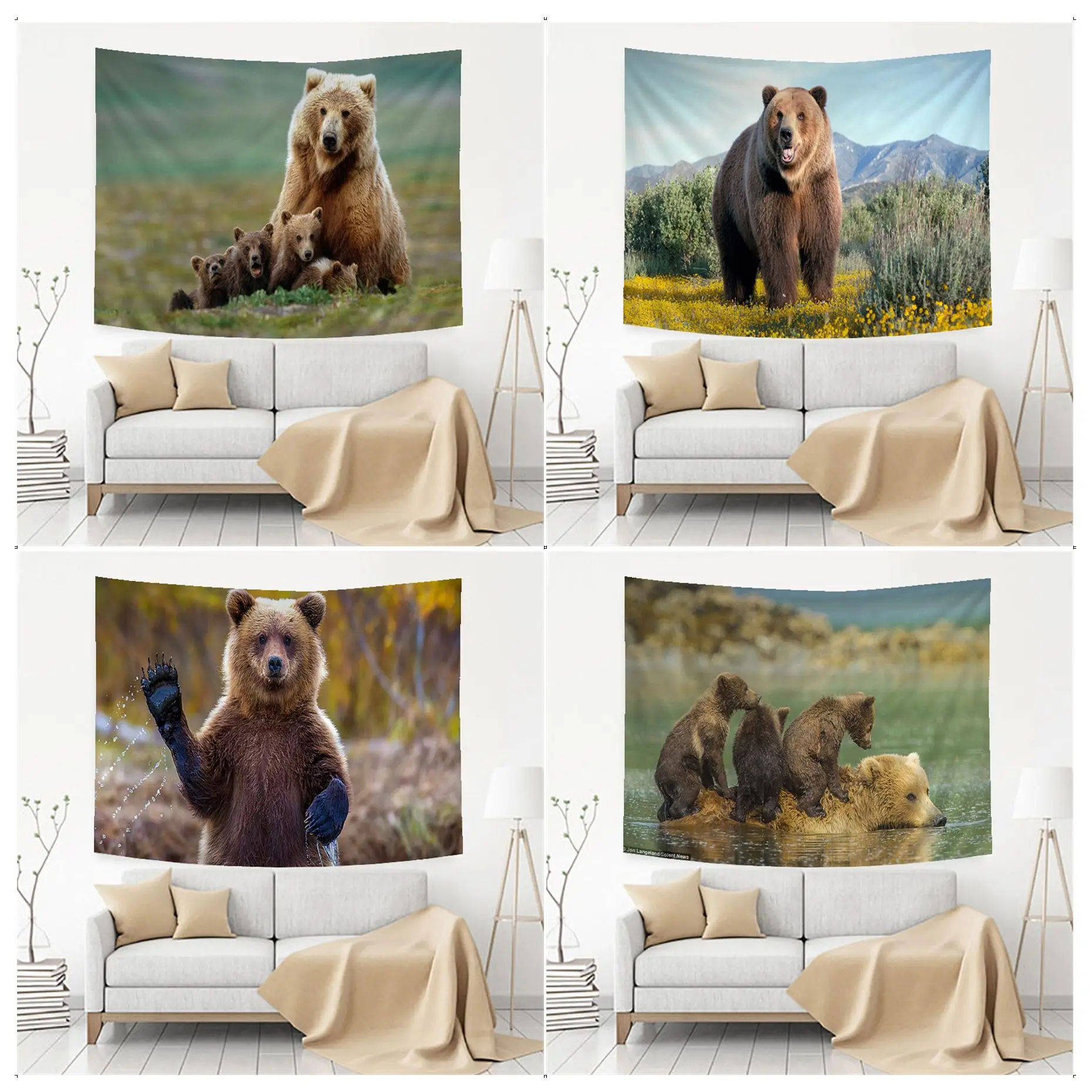 

Cute Wild Bear Colorful Tapestry Wall Hanging For Living Room Home Dorm Decor Wall Hanging Sheets