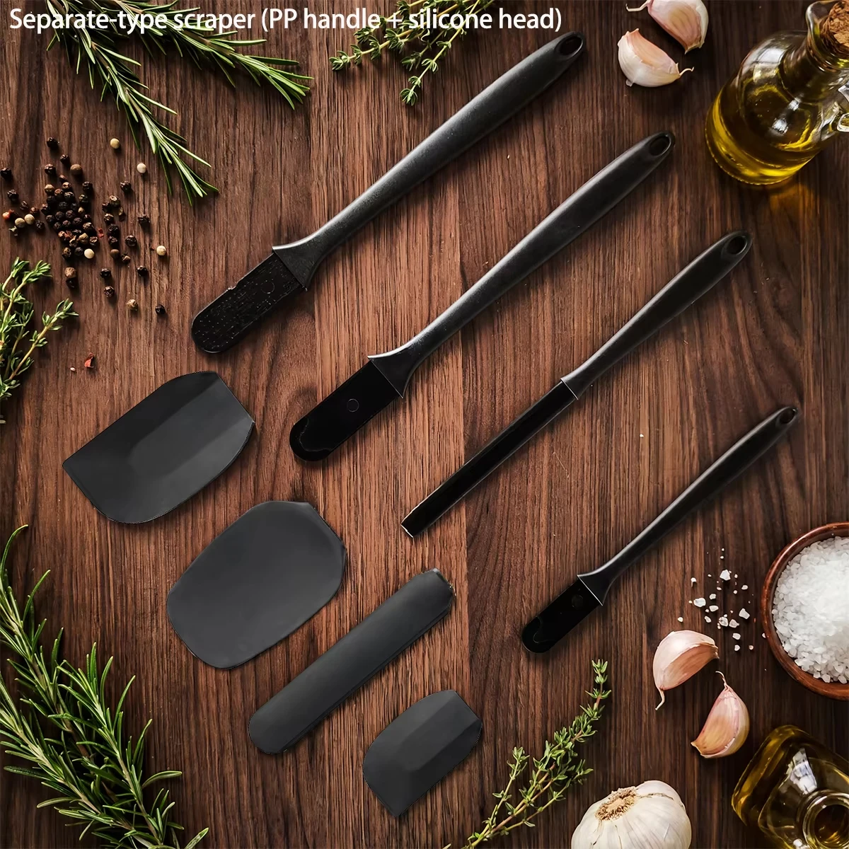 Premium Silicone Kitchenware Set - 6-Piece Baking and Cooking Tools with Cream Scraper, Spatula, Oil Brush, and Size Scraper