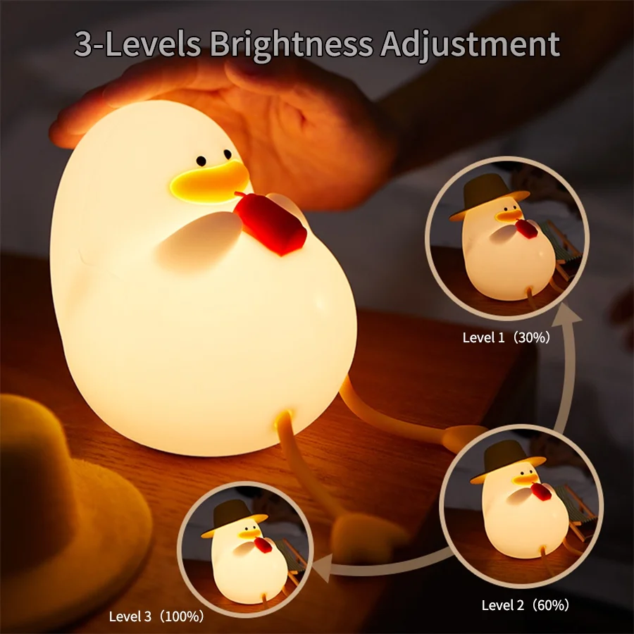 Silicone Duck Night Light USB Rechargeable for Kids