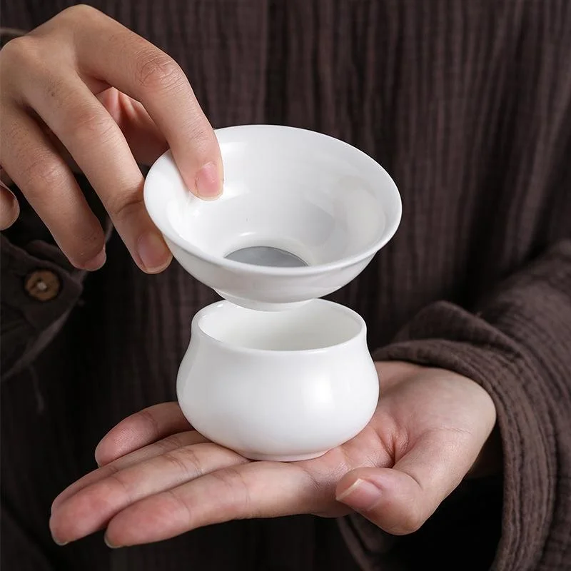White Porcelain Yulan Jade Cerc Tea Strainer Filter Cloth Cercs Full Porcelain Gongfu Tea Set Modern Simplici Sle