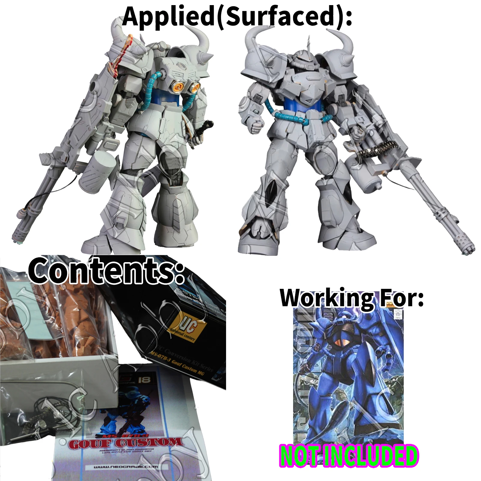 for MG 1/100 MS-07B Gouf 2.0 UC RECAST Ver. NG Resin MS-07B-3 Gouf