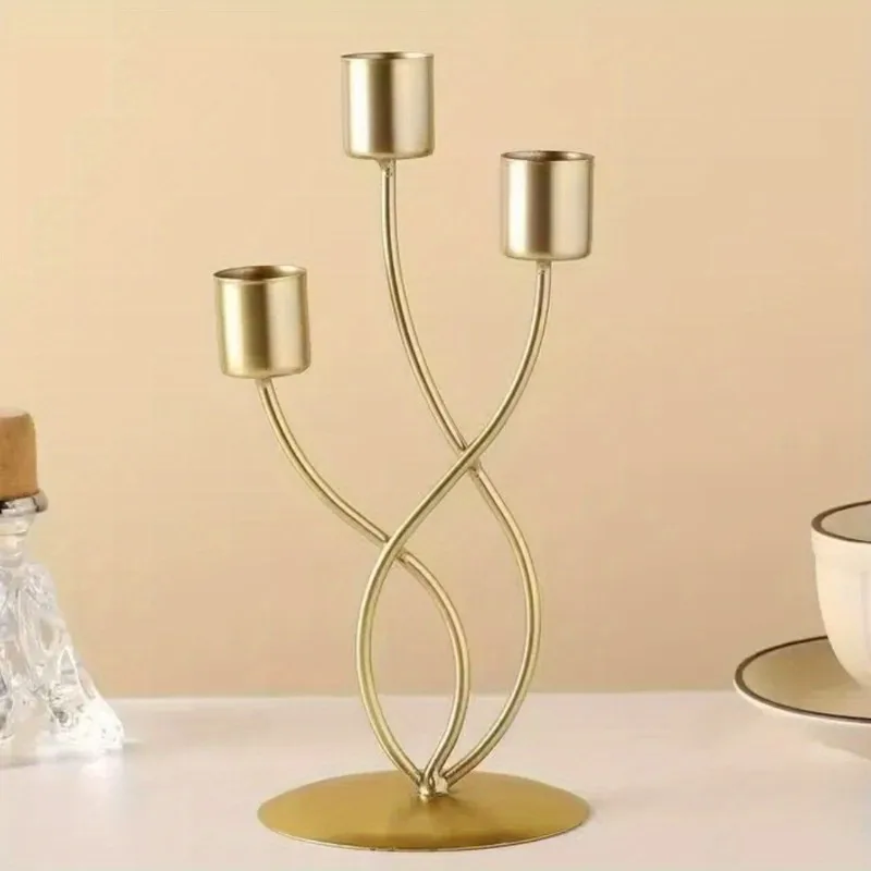 Modern Curved Iron Candle Holder Minimalist Art Design for Home Decor, Ideal for Dining Table Living Room Party Settings