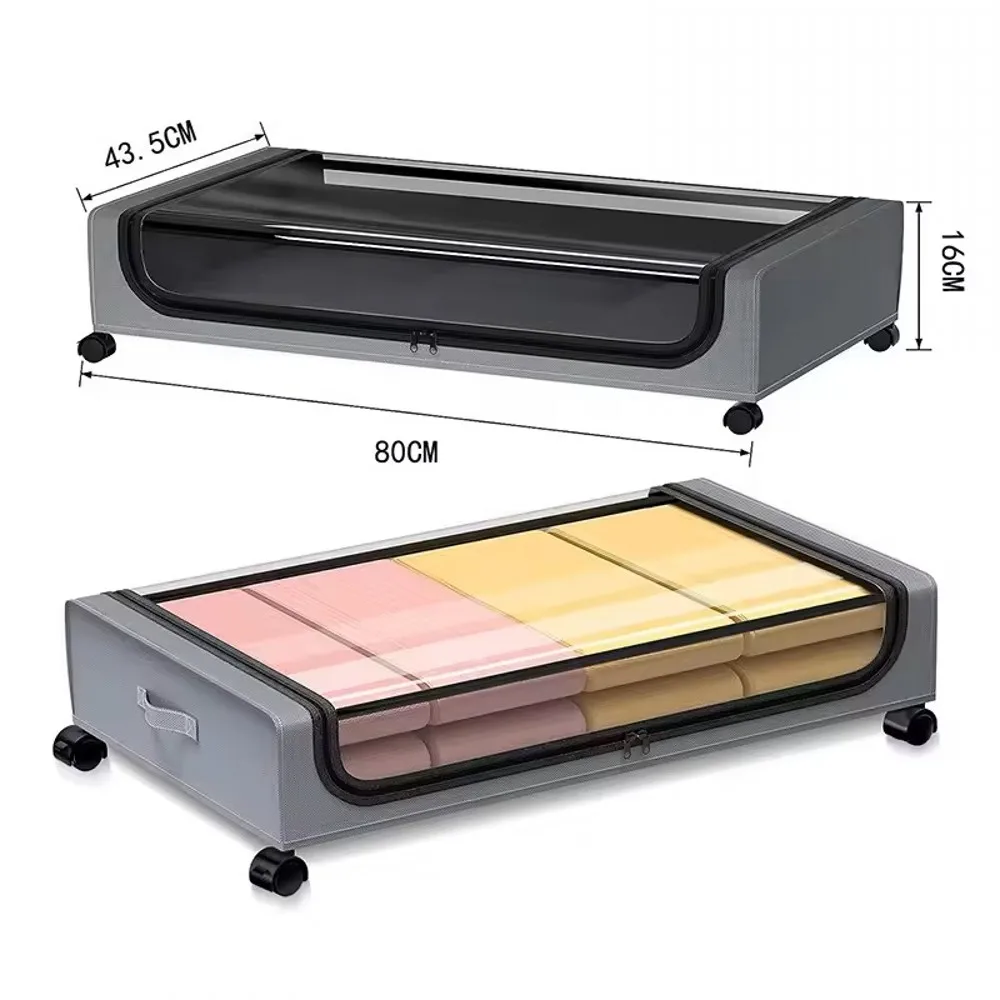 Large Capacity Underbed Storage Box Bed Bottom Shelf with Wheels Quilts Clothing Shoes Storage Multifunctional Storage Box 2