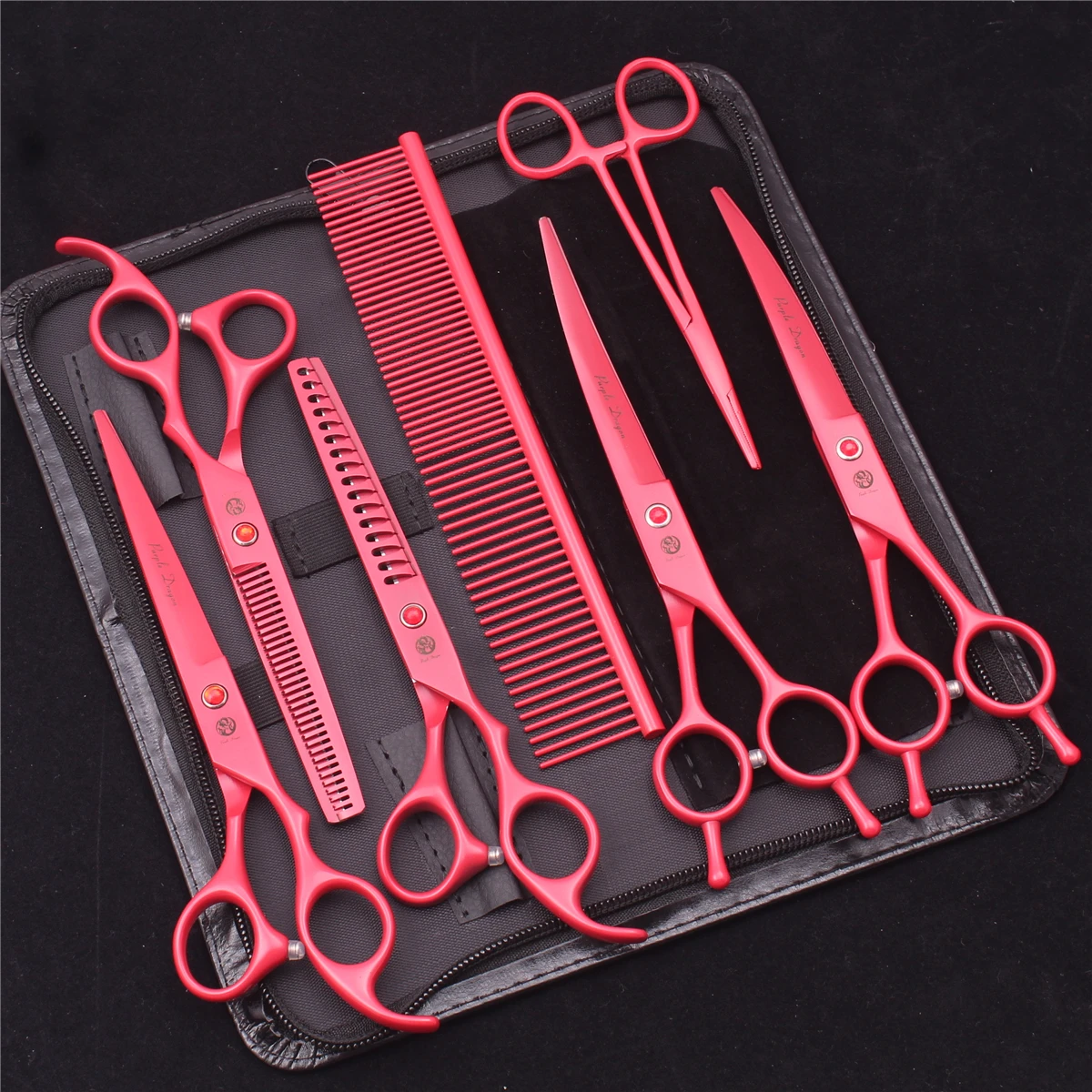 Pet Grooming Scissors Hairdressing Shears Curved Cutting Hemostatic Forceps 7''