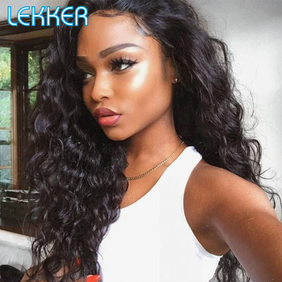 

Lekker Natural Wavy 13x6x1 Lace Front Human Hair Wigs For Women Pre Plucked Glueless Brazilian Remy Hair 250% Deep Wave 20" Wigs