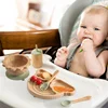 1Set Baby Bamboo Sucker Plates Cups Fork Spoon BPA Free Silicone Non-slip Tableware Children's Feeding Dishes Infant Birth Gifts 5