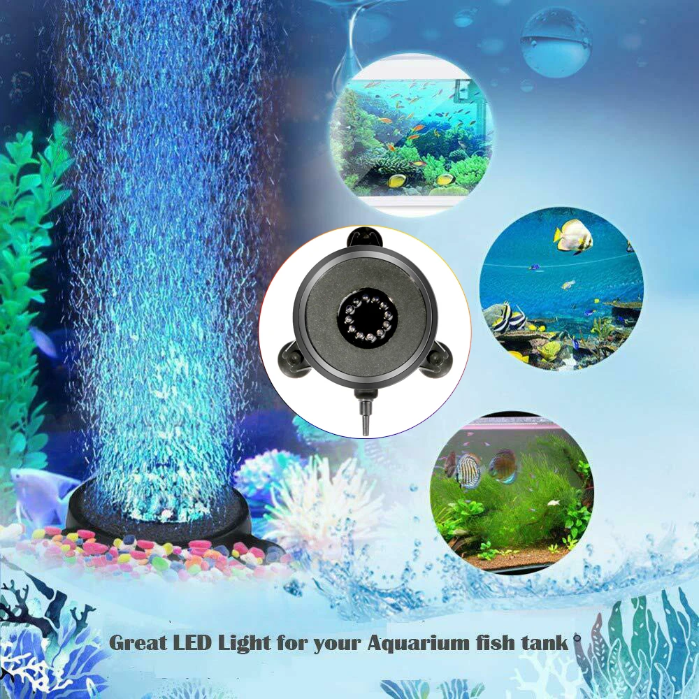 

Underwater Submersible Fish Tank Light Color Changing 12pcs LED Air Light Aquarium Air Bubble Lamp Making Oxygen for Fish Tank